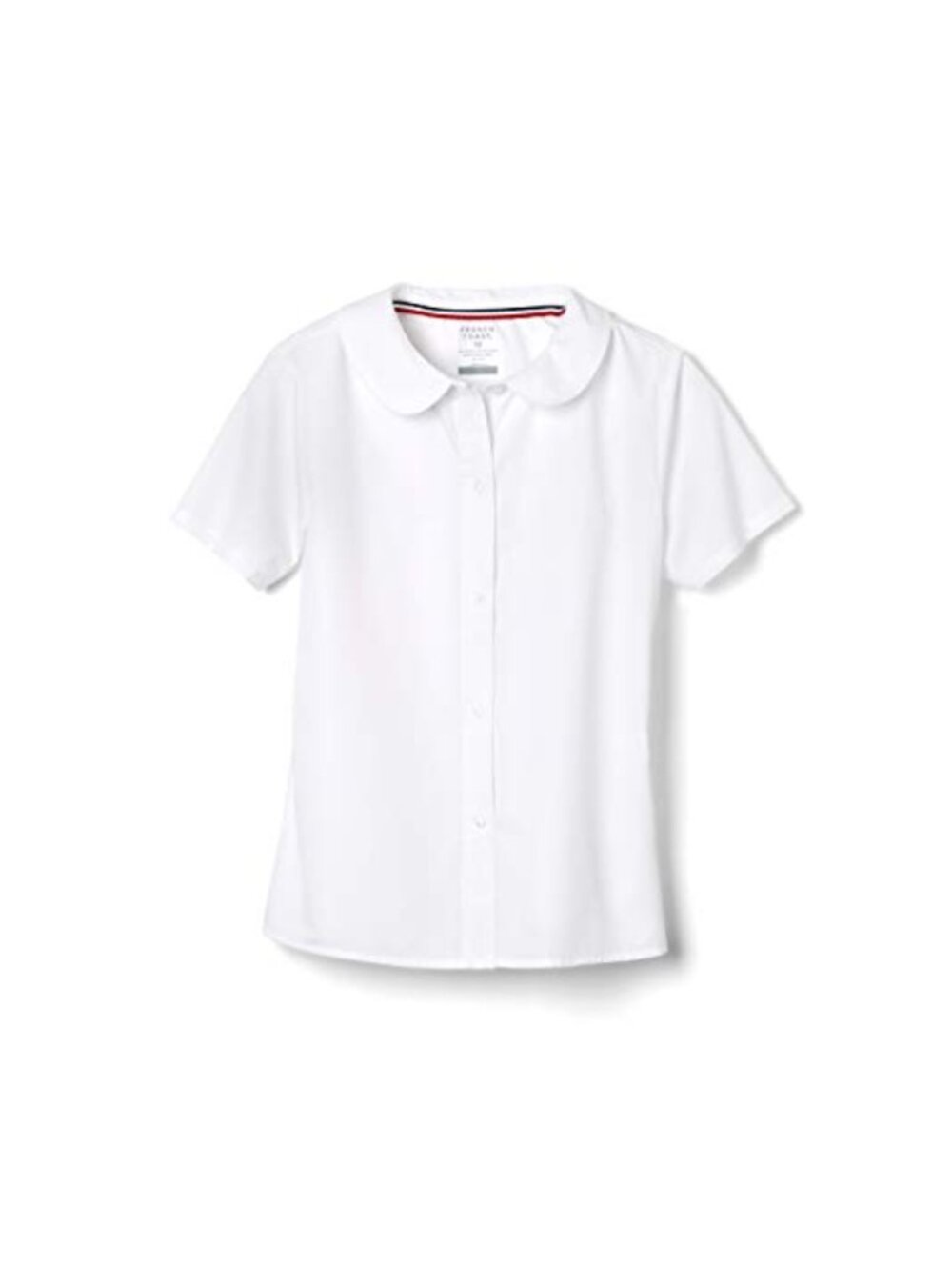 Womens Peter Pan Collar Short Sleeve Blouse Cotton Blend Wrinkle Free Uniform